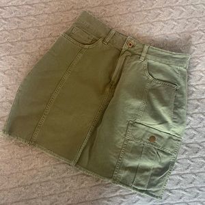 Zara khaki mini jean skirt